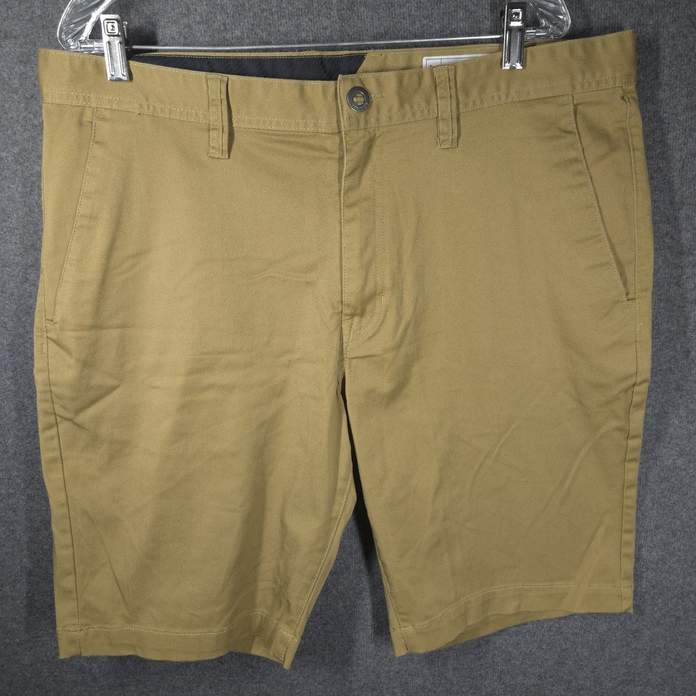 Volcom Frickin Modern Stretch Chino Shorts Mens 36 Khaki Tan Casual Skate